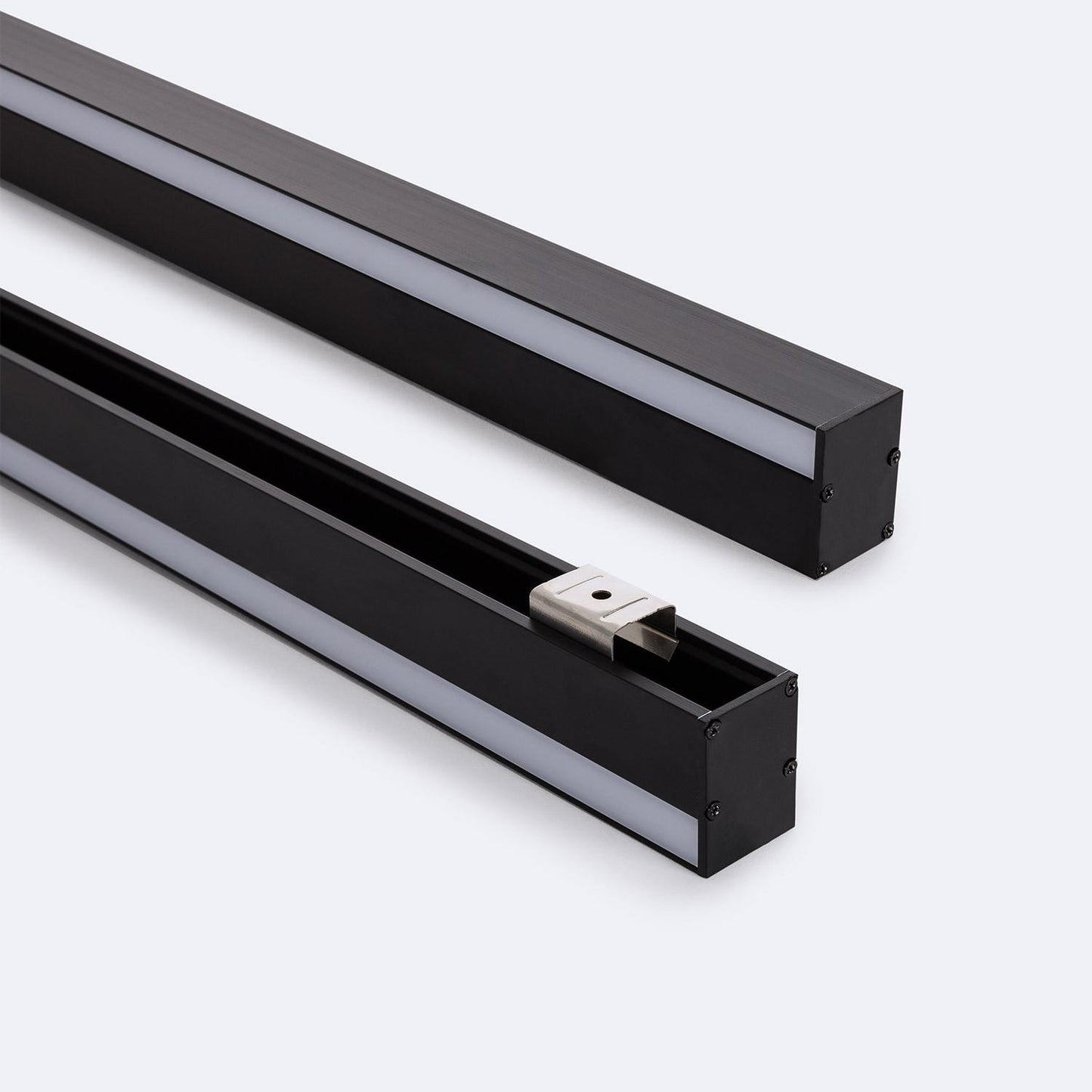 Profilé Aluminium 2m pour Double Ruban LED, Installation en Saillie, Noir