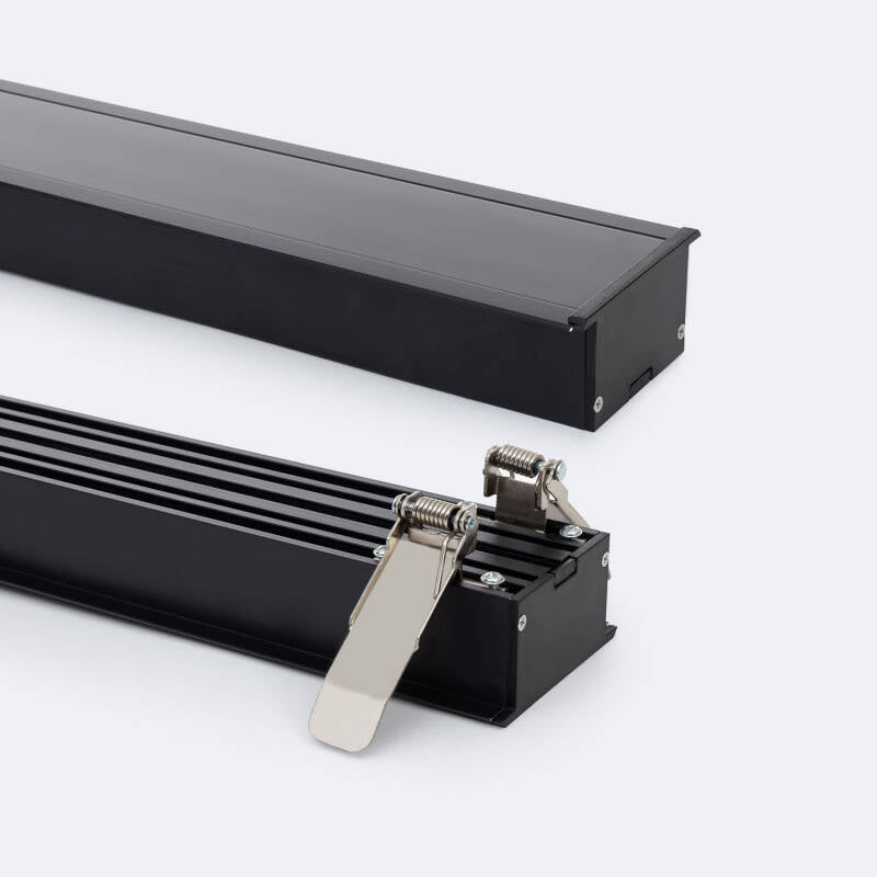 Profilé Architectural 2m pour Rubans LED, Encastré, Aluminium Noir