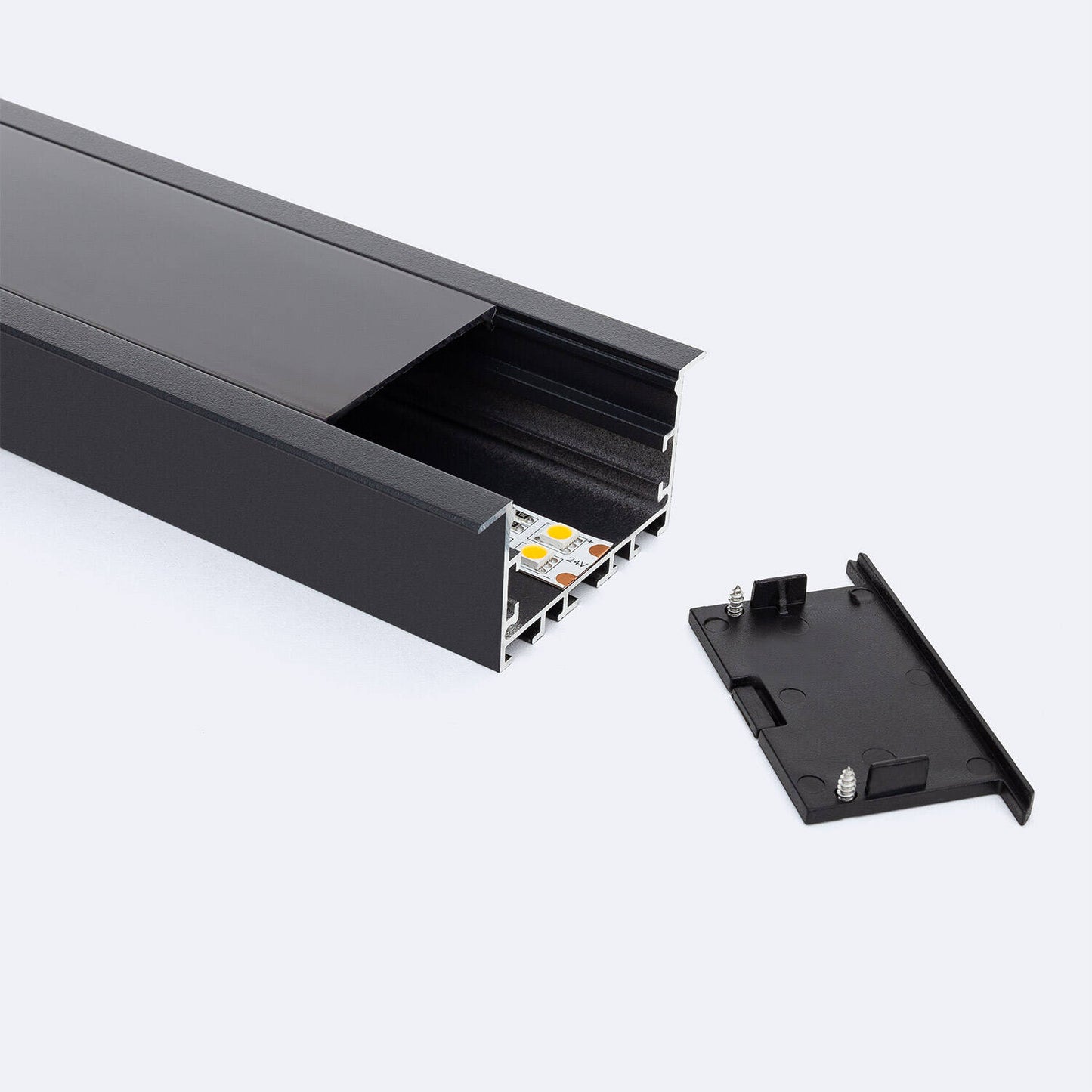 Profilé Architectural 2m pour Rubans LED, Encastré, Aluminium Noir