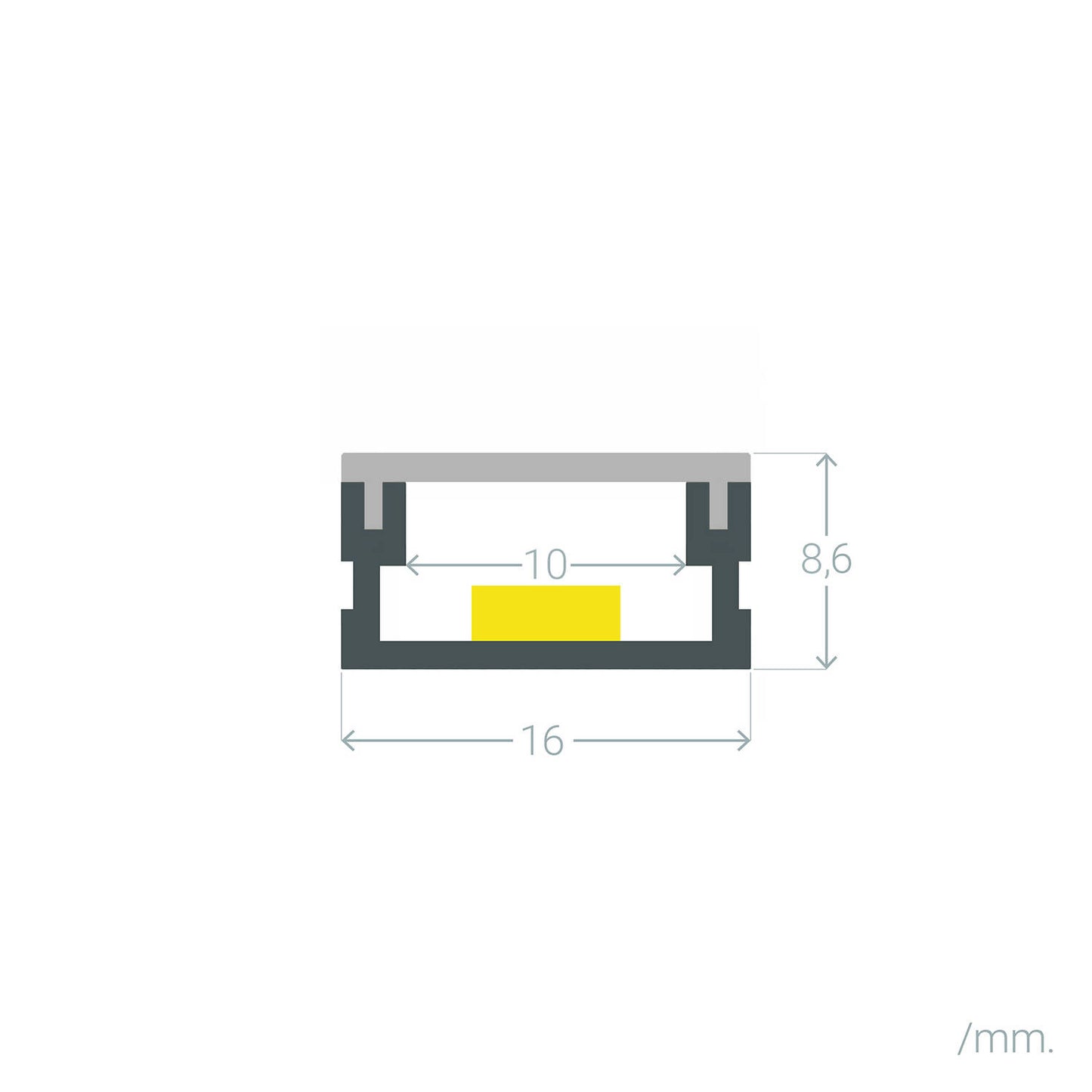 Profilé Aluminium en Saillie 2m pour Ruban LED 13 mm, Noir, Intérieur