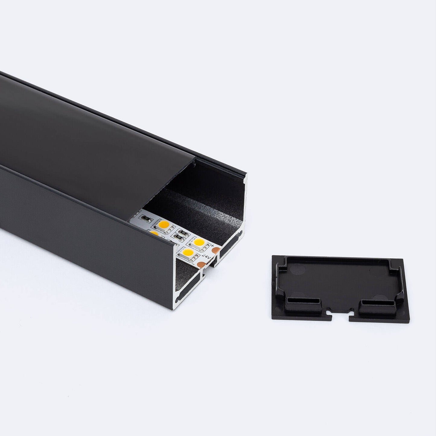 Profilé Aluminium Suspendu pour Ruban LED, 45 mm, Noir, Intérieur