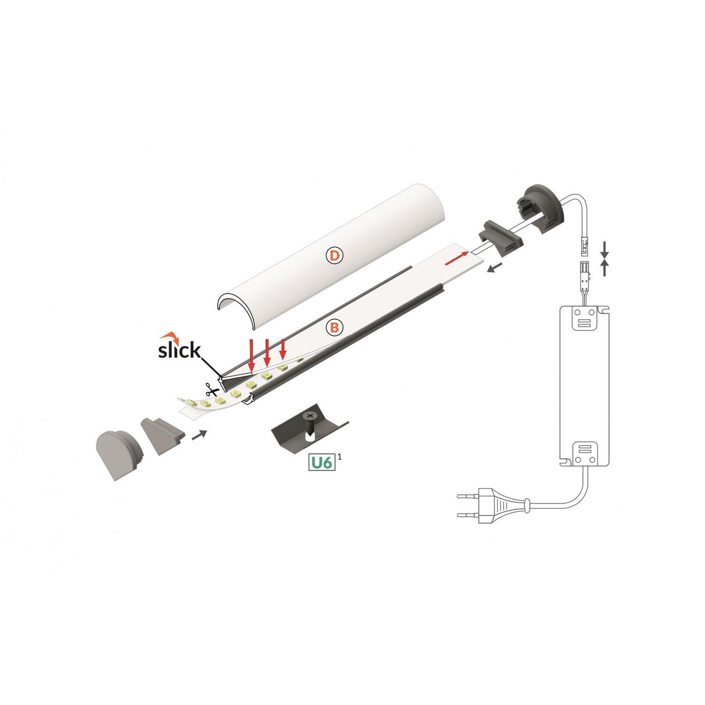 Profilé Aluminium Angle 1m, Capot Rond, pour Rubans LED 10mm, Installation En Saillie