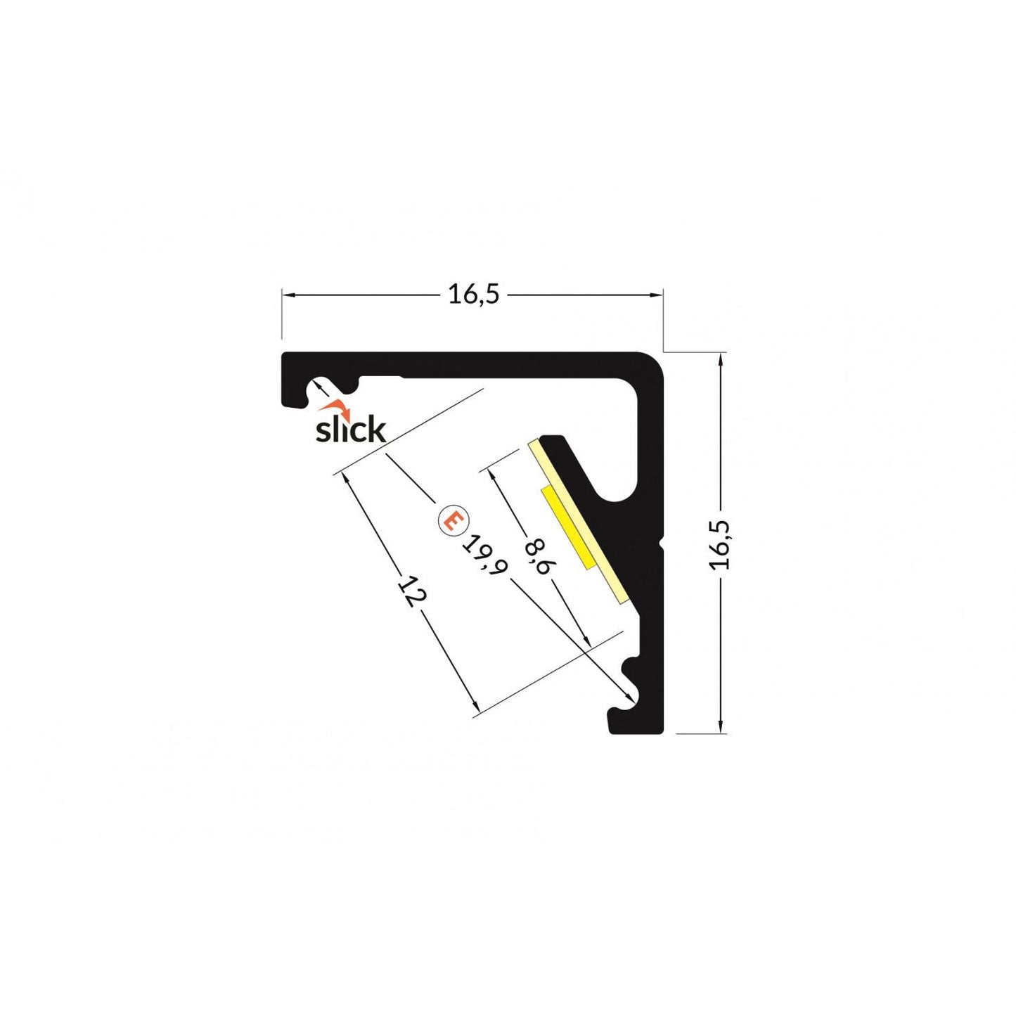 Profilé Aluminium Angle 1m pour Rubans LED jusqu'à 8mm, Installation En Saillie