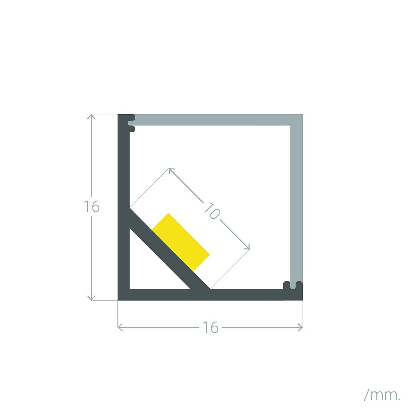 Profilé Aluminium Triangulaire 2m pour Ruban LED 10mm, Installation en Saillie