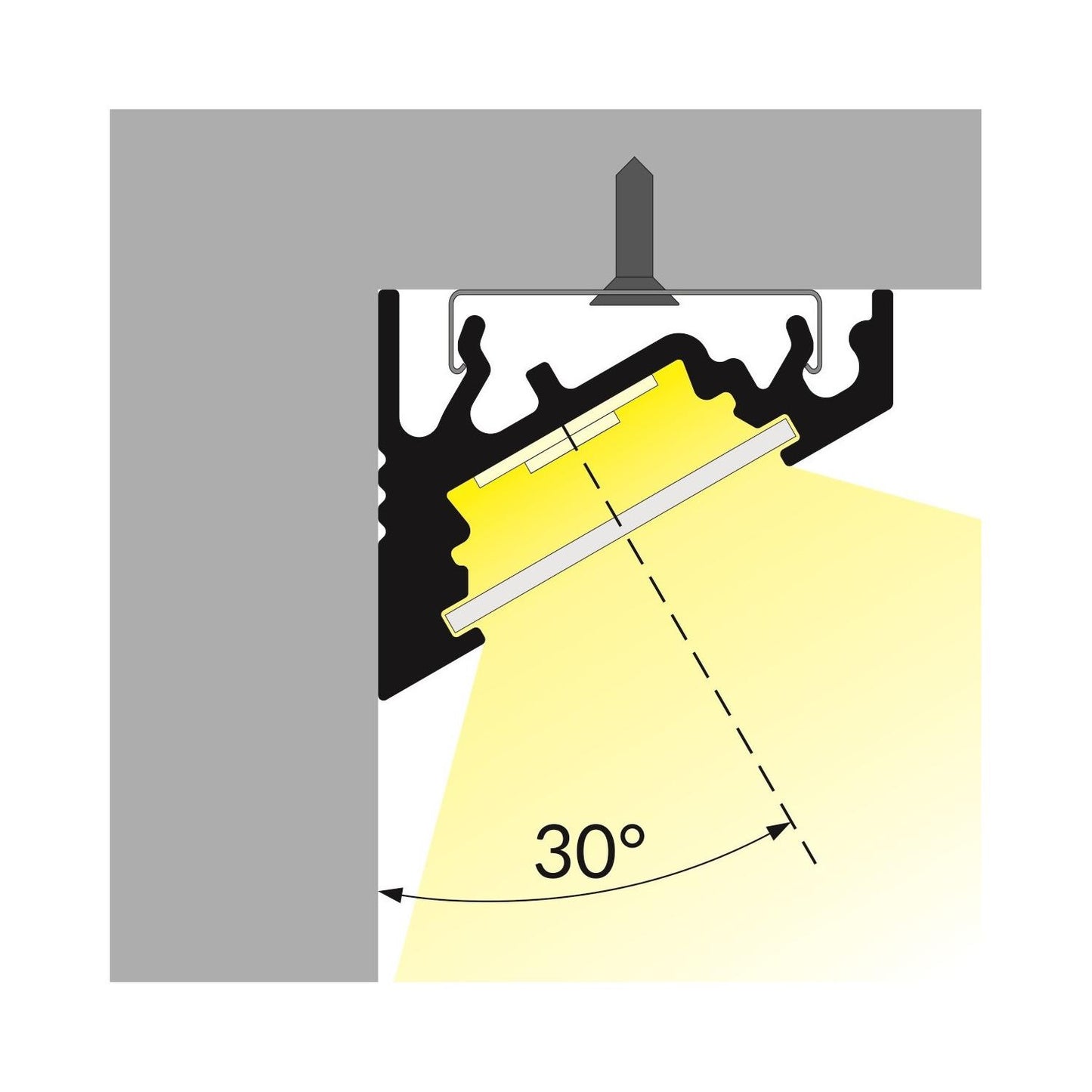 Profilé Aluminium 1m Angle Variable pour Rubans LED jusqu'à 10mm