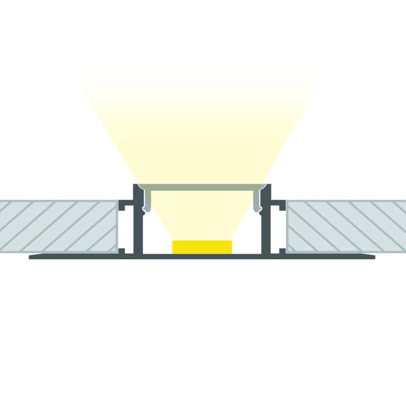Profilé Aluminium pour Ruban LED, Intégration Plâtre/Placo, 20 mm, Noir
