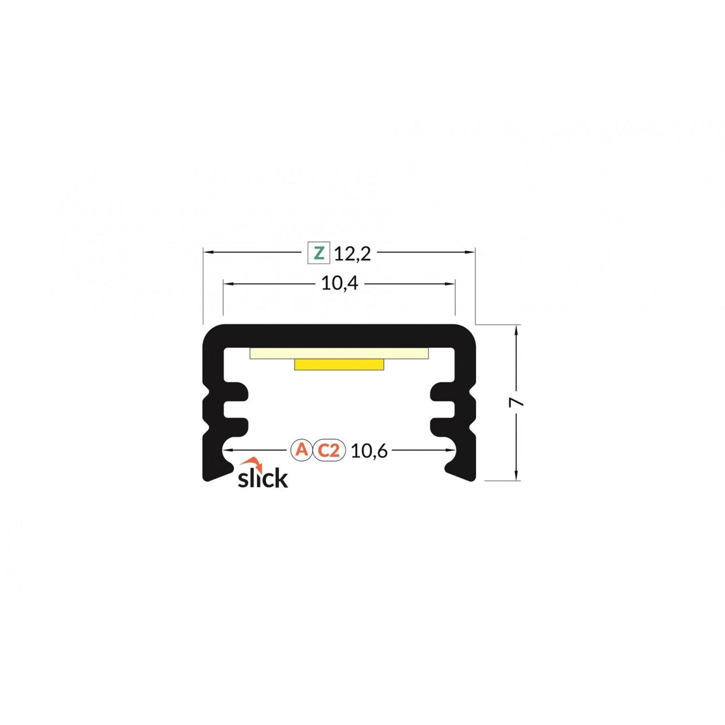 Profilé Aluminium 1m pour Rubans LED, Installation en Saillie, Capot Translucide