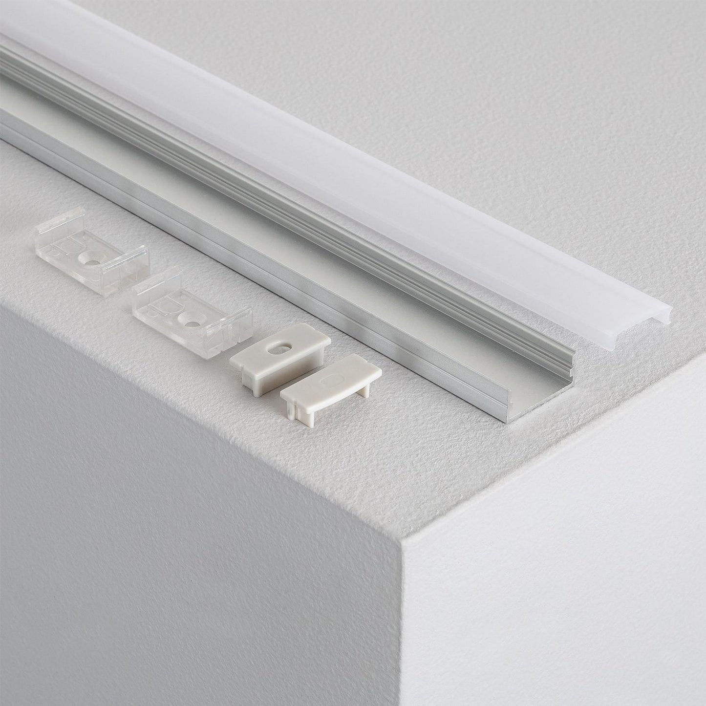 Profilé Aluminium 2m pour Double Ruban LED, Installation en Saillie, jusqu'à 20mm