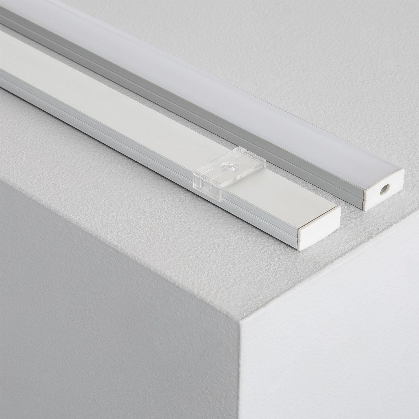 Profilé Aluminium 2m pour Double Ruban LED, Installation en Saillie, jusqu'à 20mm