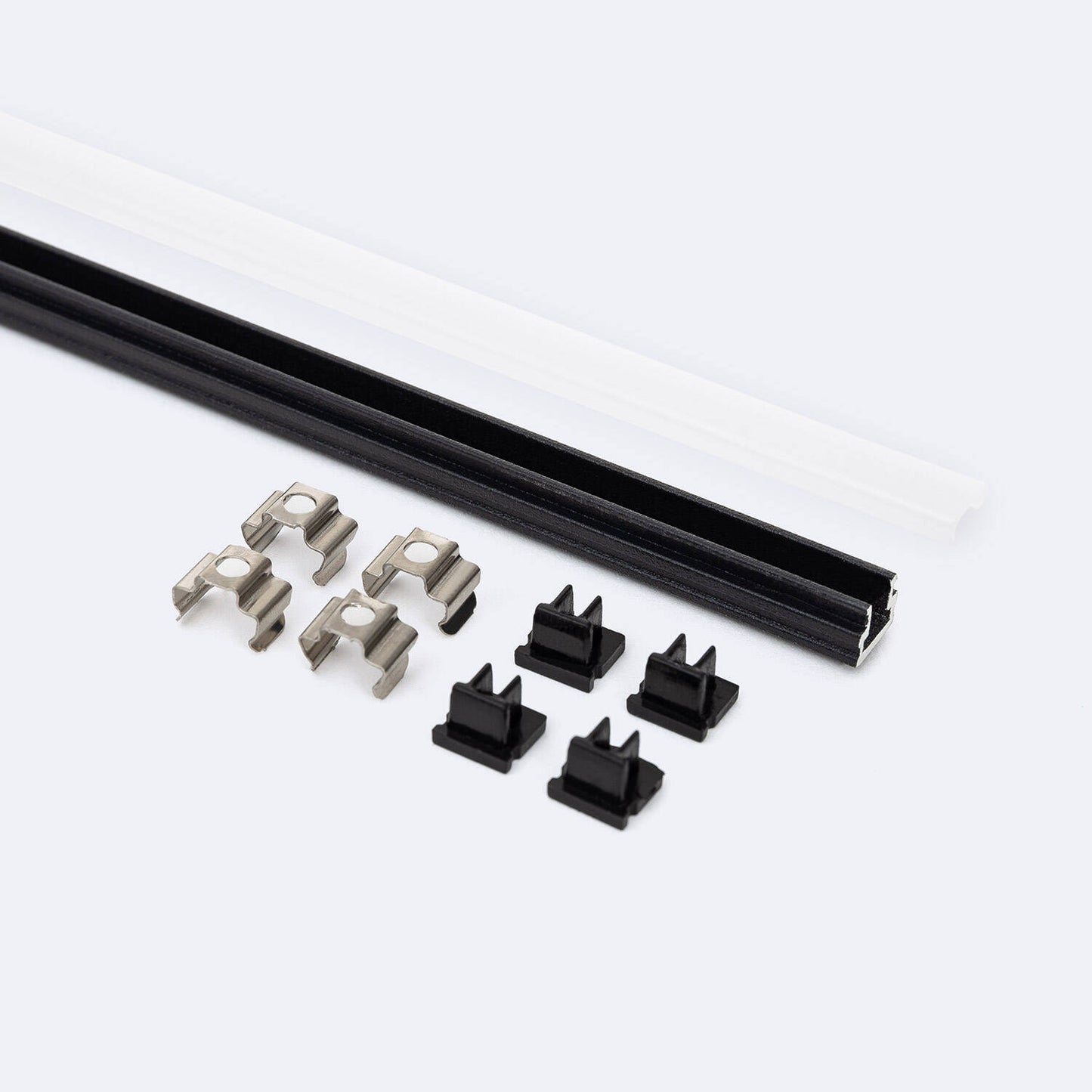 Profilé Aluminium 2m pour Ruban LED, Installation en Saillie, Noir