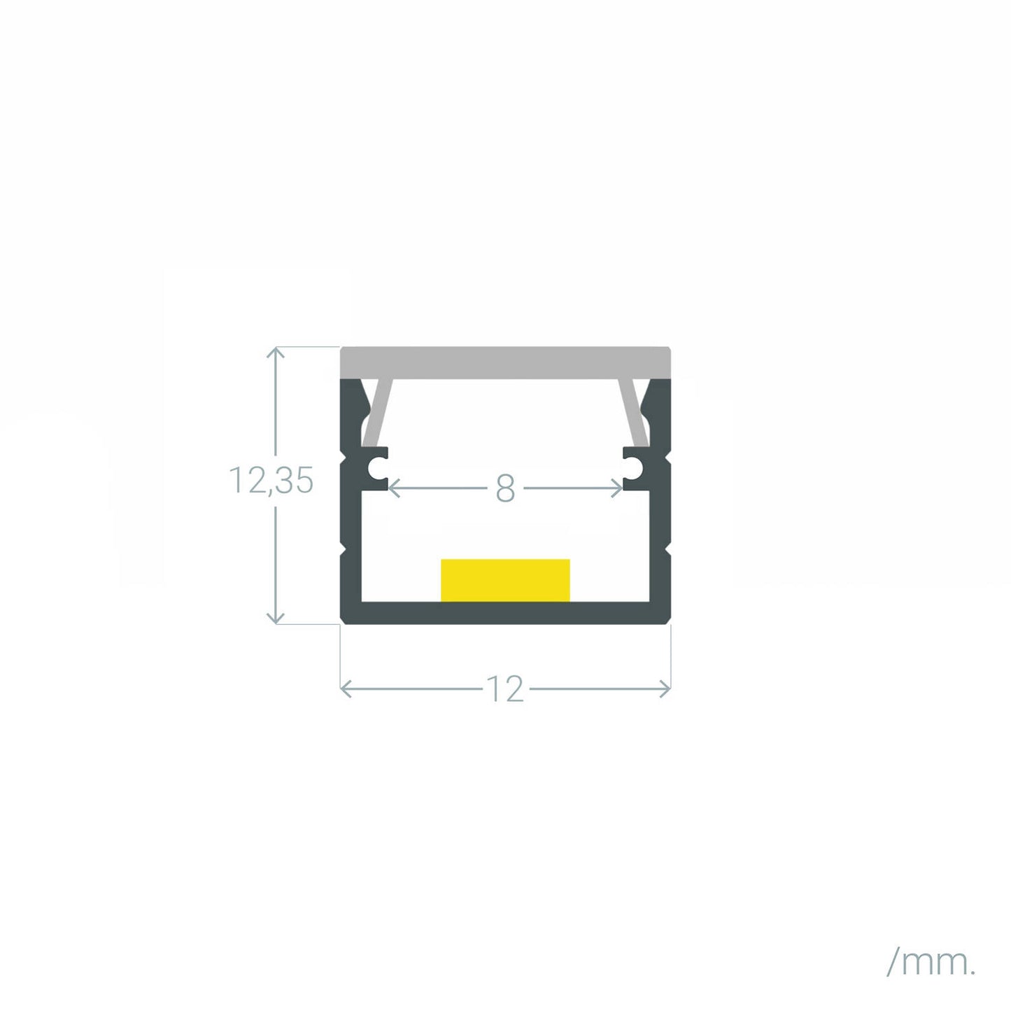Profilé Aluminium en Saillie pour Ruban LED 8 mm - Noir, Usage Intérieur