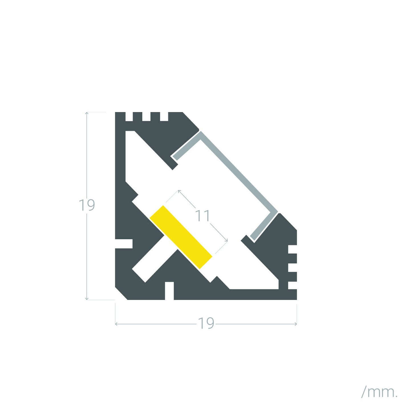 Profilé Aluminium en Saillie 2m pour Ruban LED 11 mm