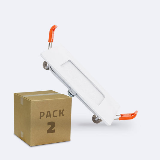 Dalle LED 3W Carrée Encastrée, IP20, 300 lm, Aluminium - Pack de 2