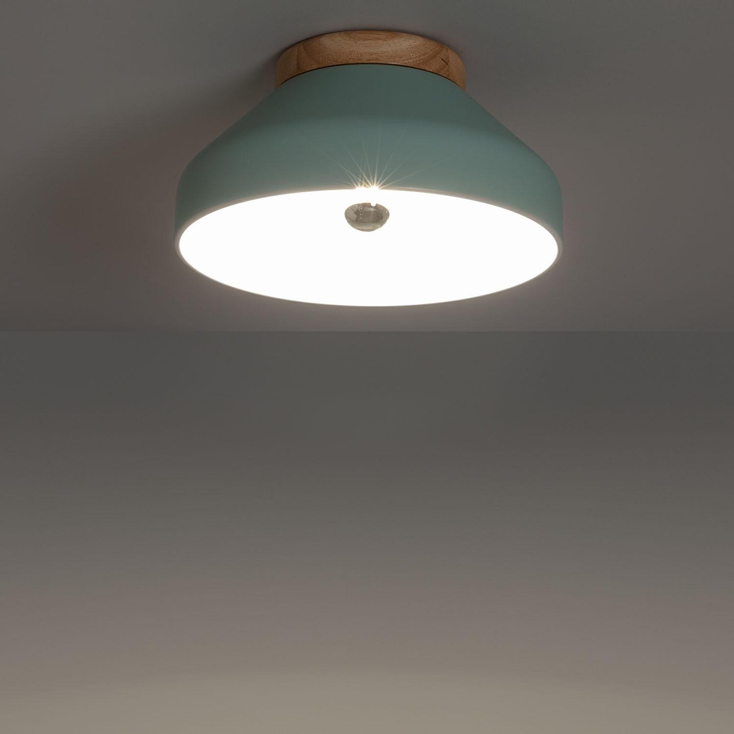 Plafonnier Rond en Aluminium et Bois Ø300 mm IP20