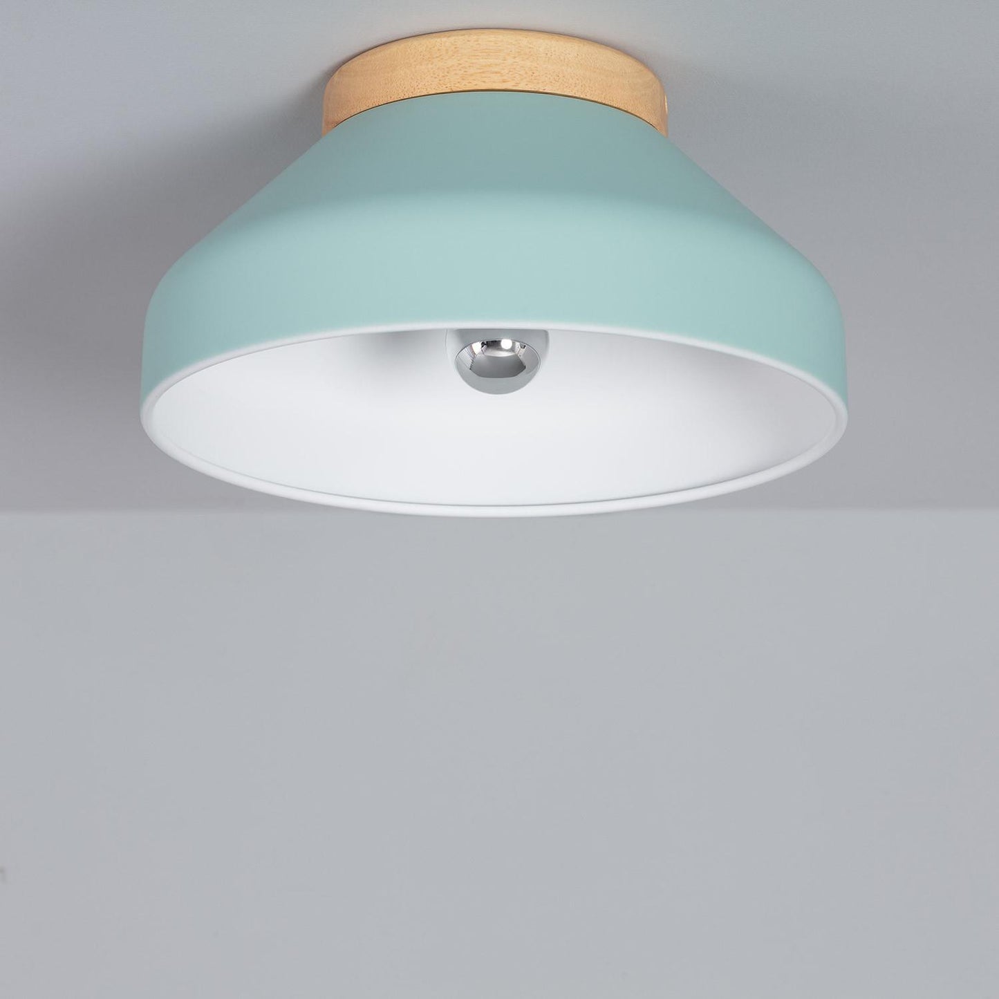 Plafonnier Rond en Aluminium et Bois Ø300 mm IP20