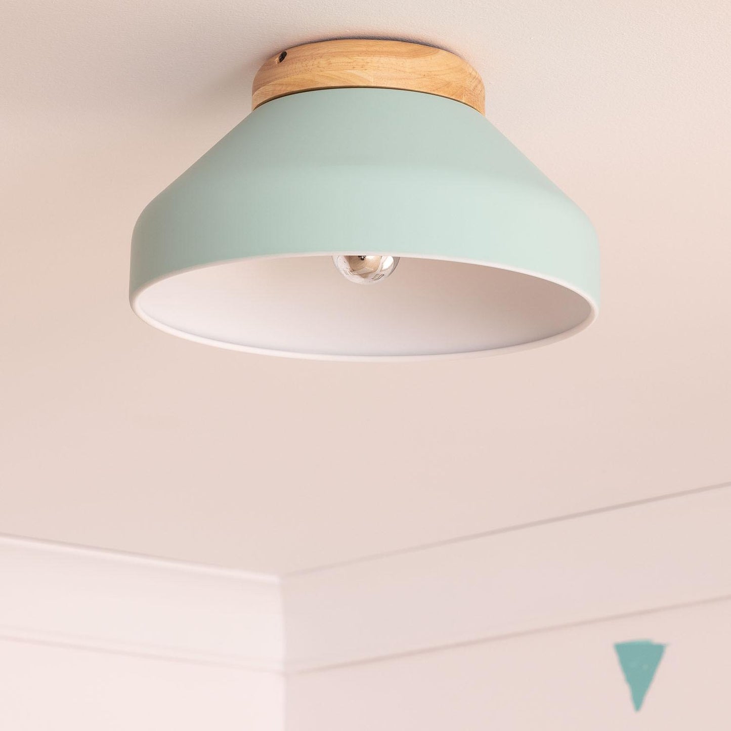 Plafonnier Rond en Aluminium et Bois Ø300 mm IP20