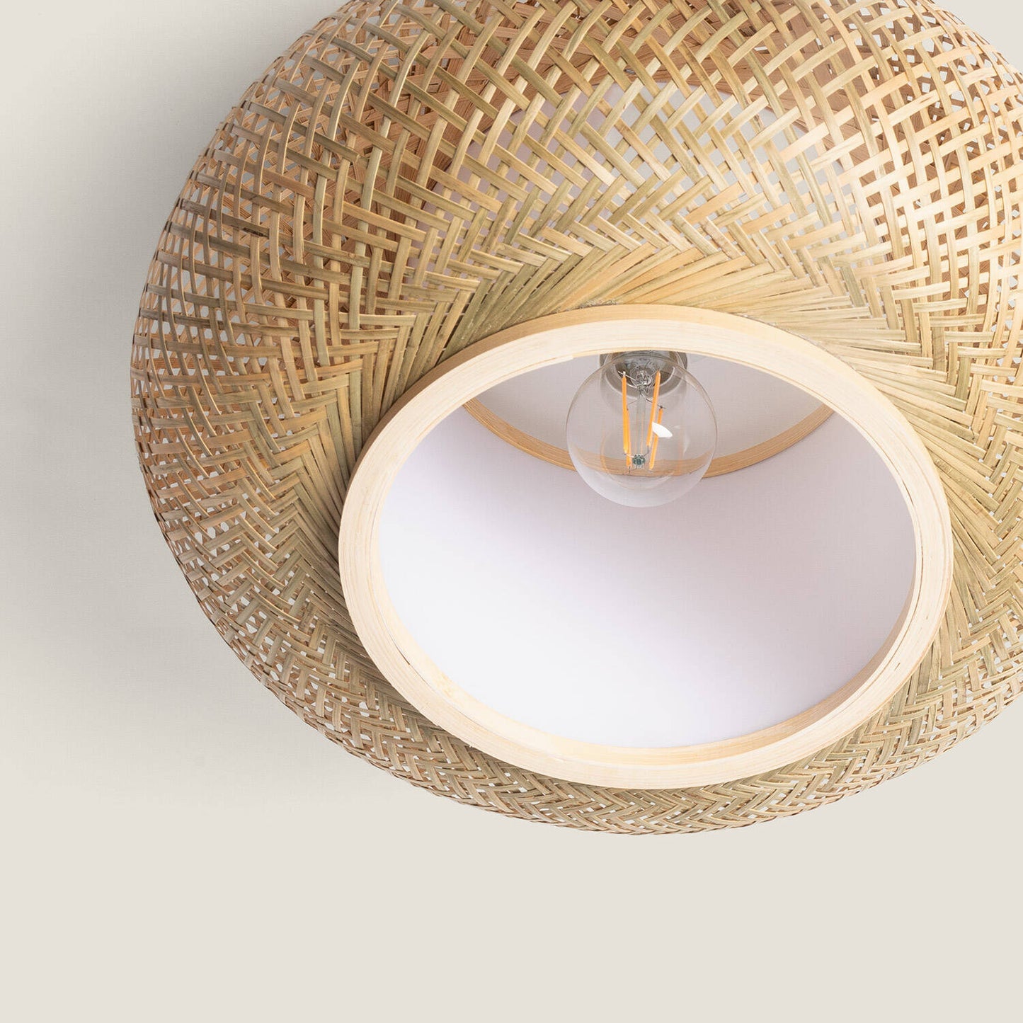 Plafonnier LED Rond en Bambou Ø400 mm, 40W, IP20