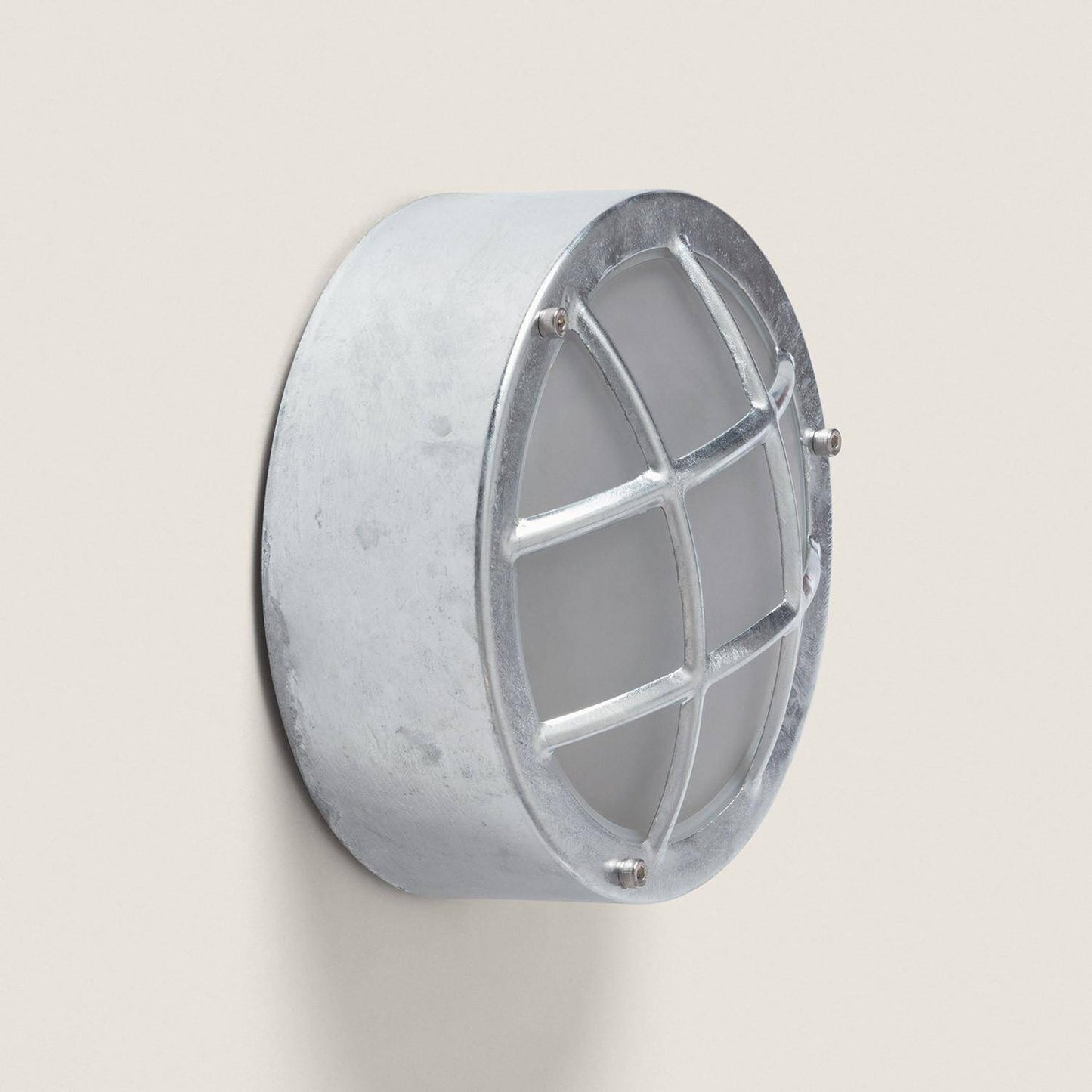 Plafonnier Extérieur Rond Hublot Ø200 mm IP44 en Acier Galvanisé