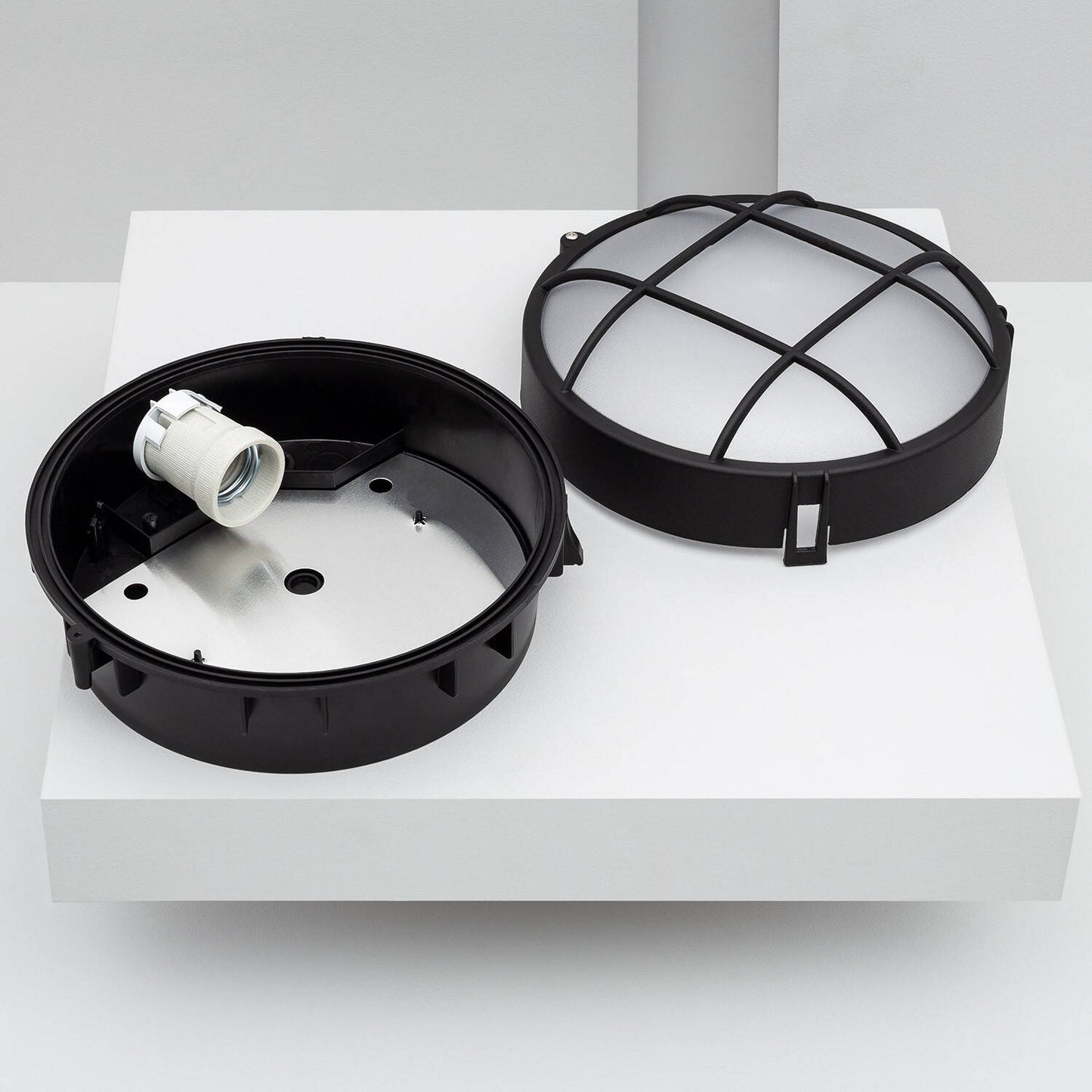 Plafonnier Extérieur Rond Hublot Ø220 mm IP44 40W Noir