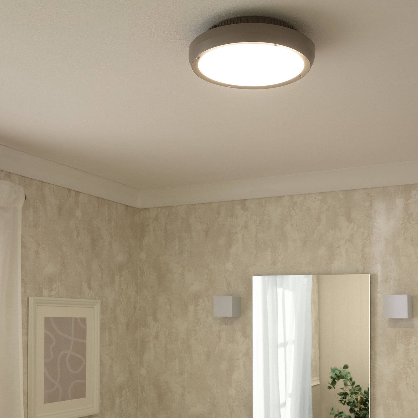 Plafonnier LED Rond Extérieur IP65 Gris Ø300 mm 20W