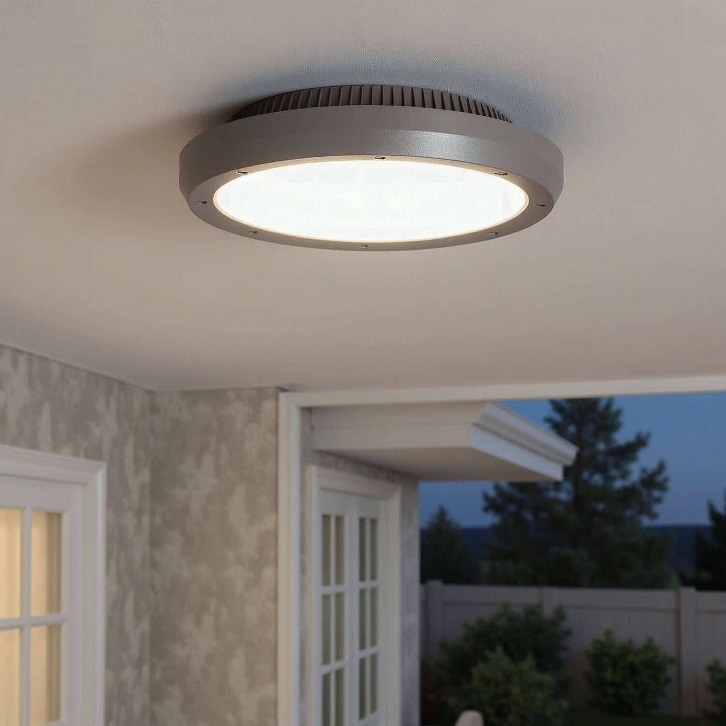 Plafonnier LED Rond Extérieur IP65 Gris Ø300 mm 20W