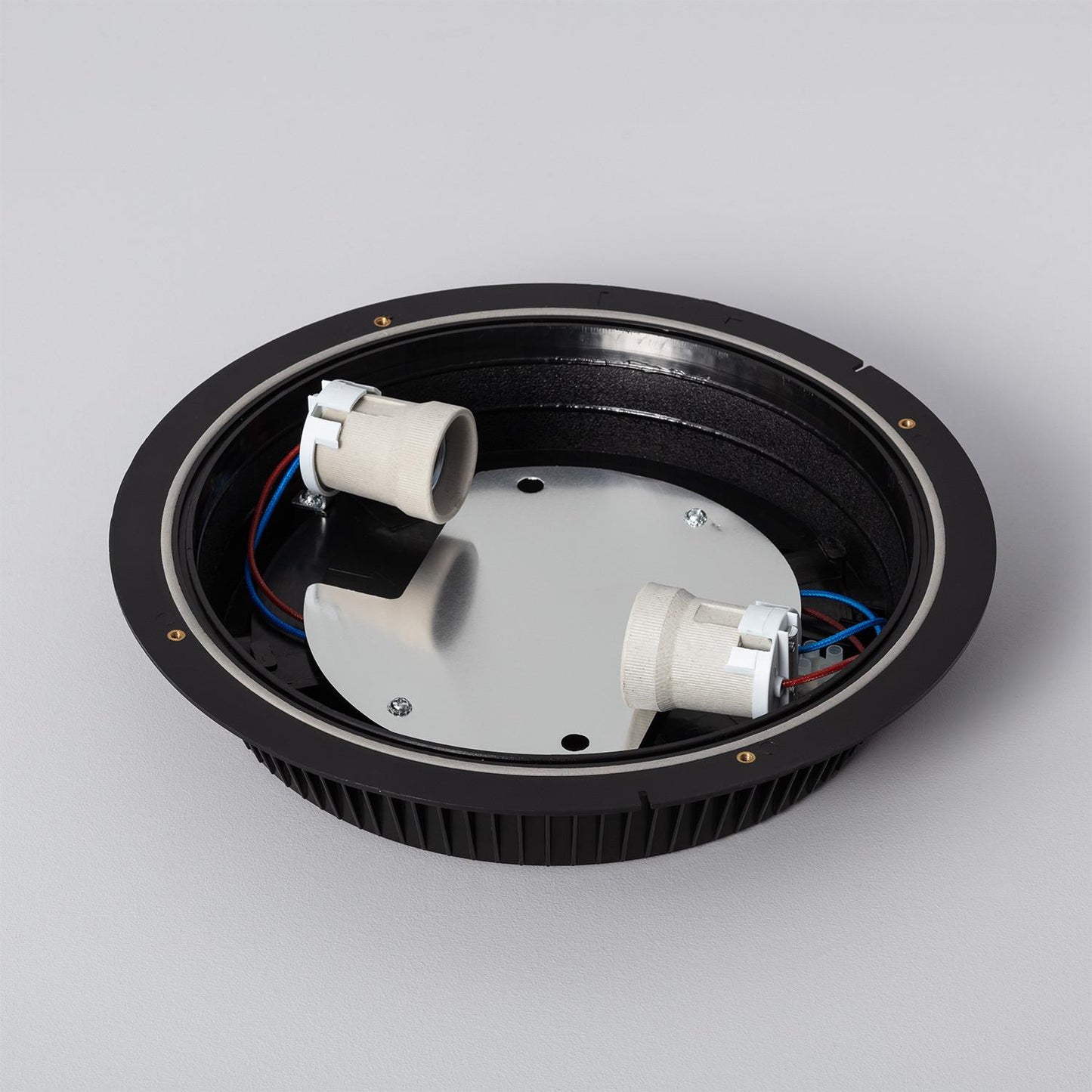 Plafonnier Extérieur Rond IP65 20W Noir, Installation en Saillie