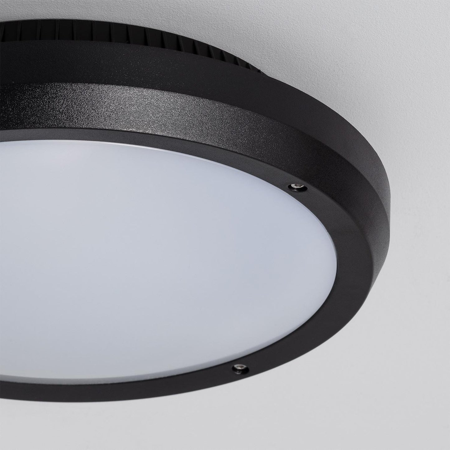 Plafonnier Extérieur Rond IP65 20W Noir, Installation en Saillie