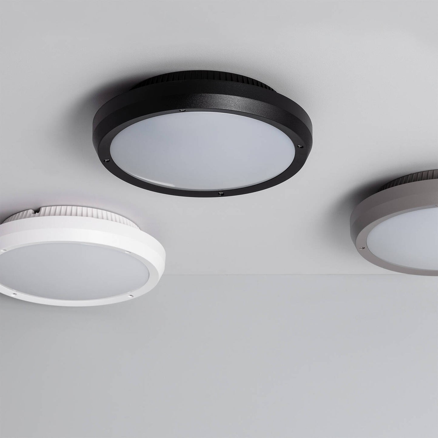 Plafonnier Extérieur Rond IP65 20W Noir, Installation en Saillie