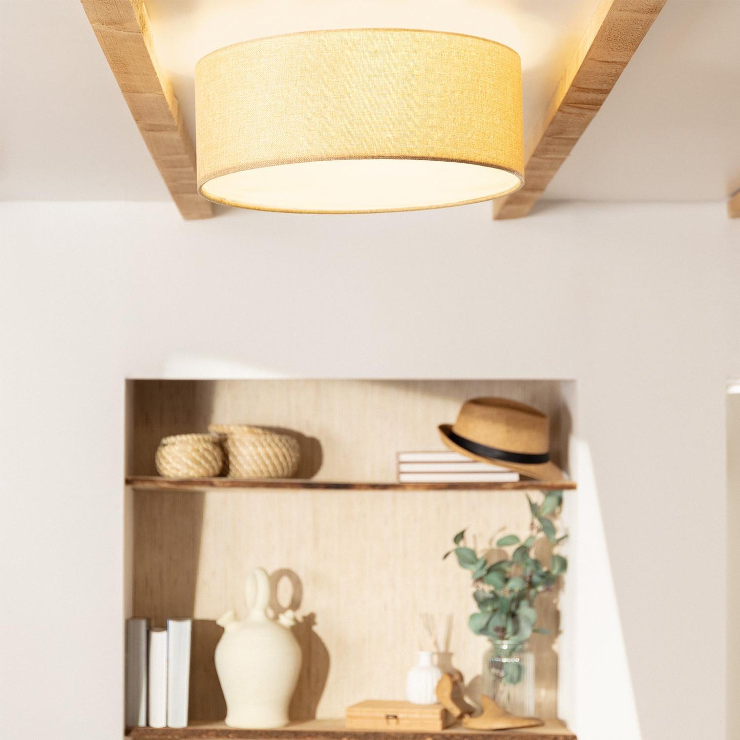 Plafonnier Rond en Tissu 450mm, IP20, 40W, Installation En Saillie