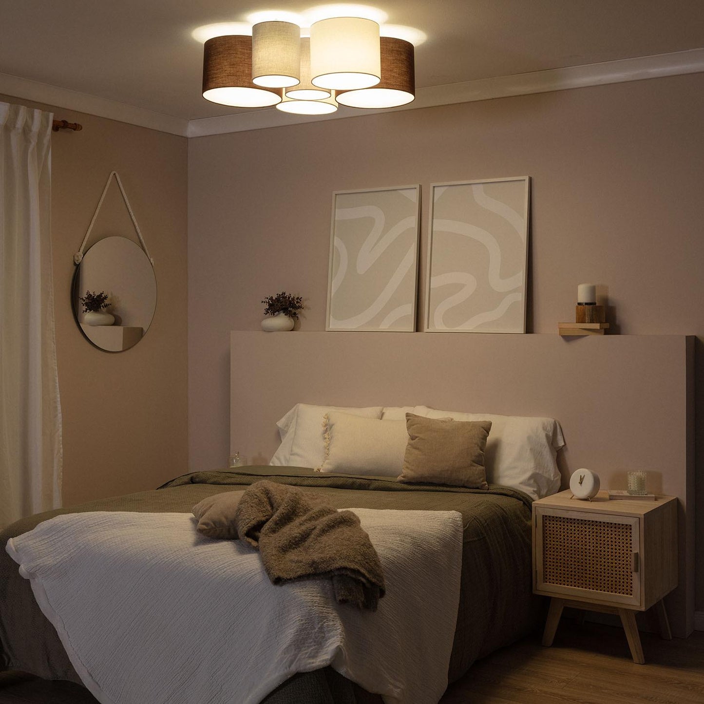 Plafonnier Rond en Tissu 40W IP20 pour Intérieur