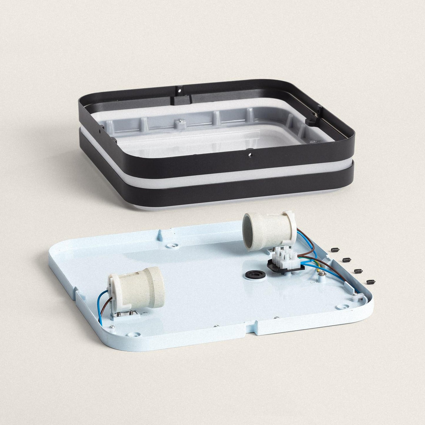 Plafonnier Carré Extérieur 30W IP44 Aluminium Noir 285x285 mm