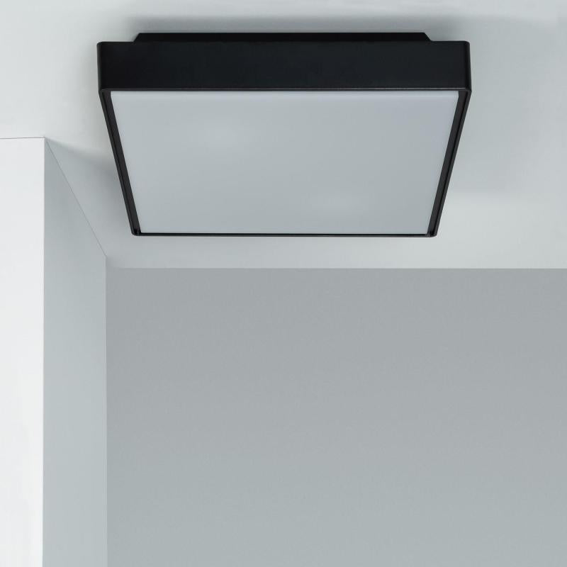 Plafonnier Extérieur Carré Julius 20W IP65, Double E27, Noir