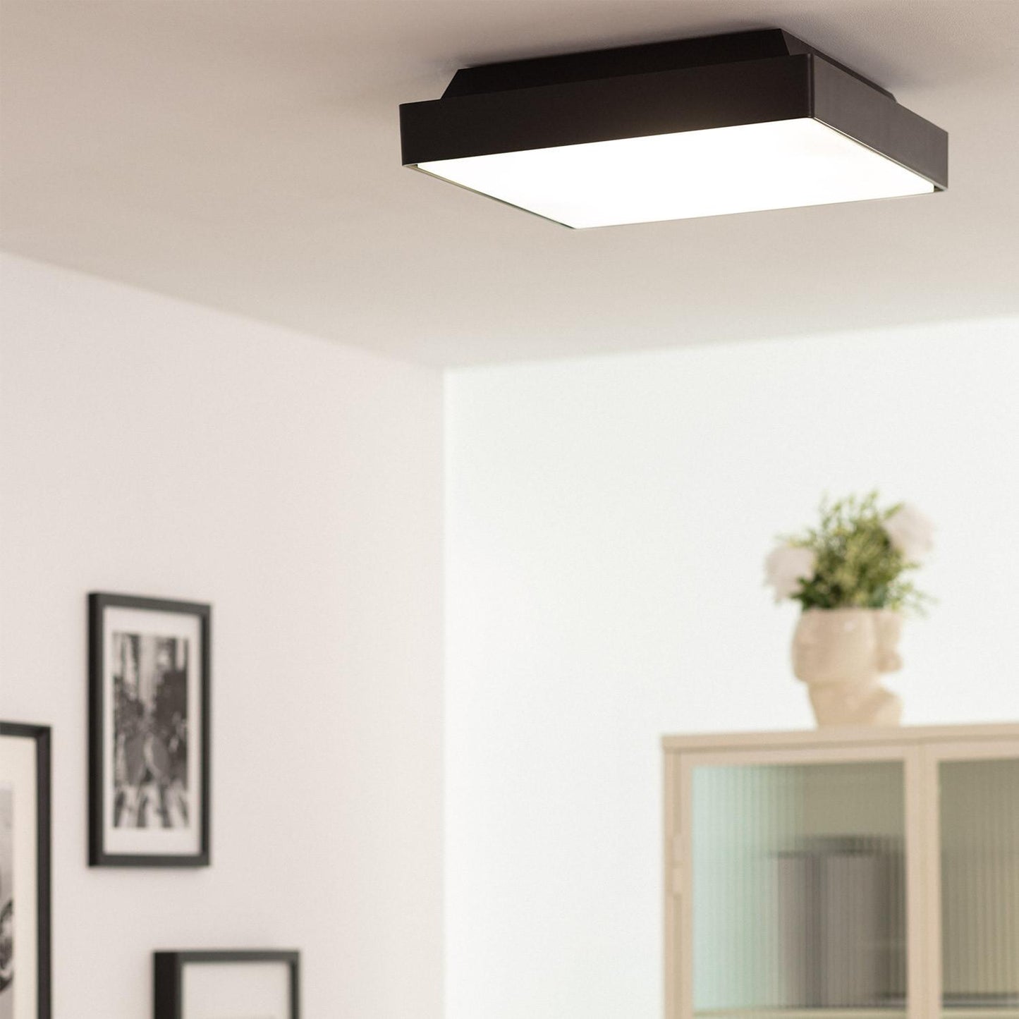 Plafonnier Extérieur Carré Julius 20W IP65, Double E27, Noir