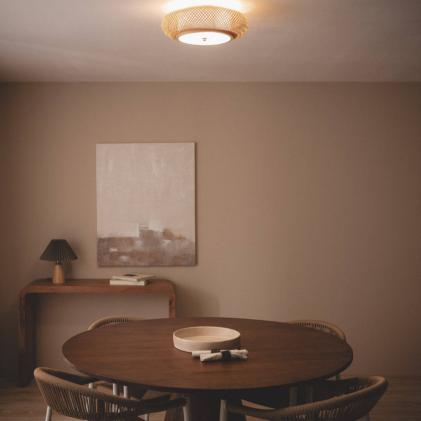 Plafonnier LED en Bambou, IP20, Installation en Saillie, Intérieur