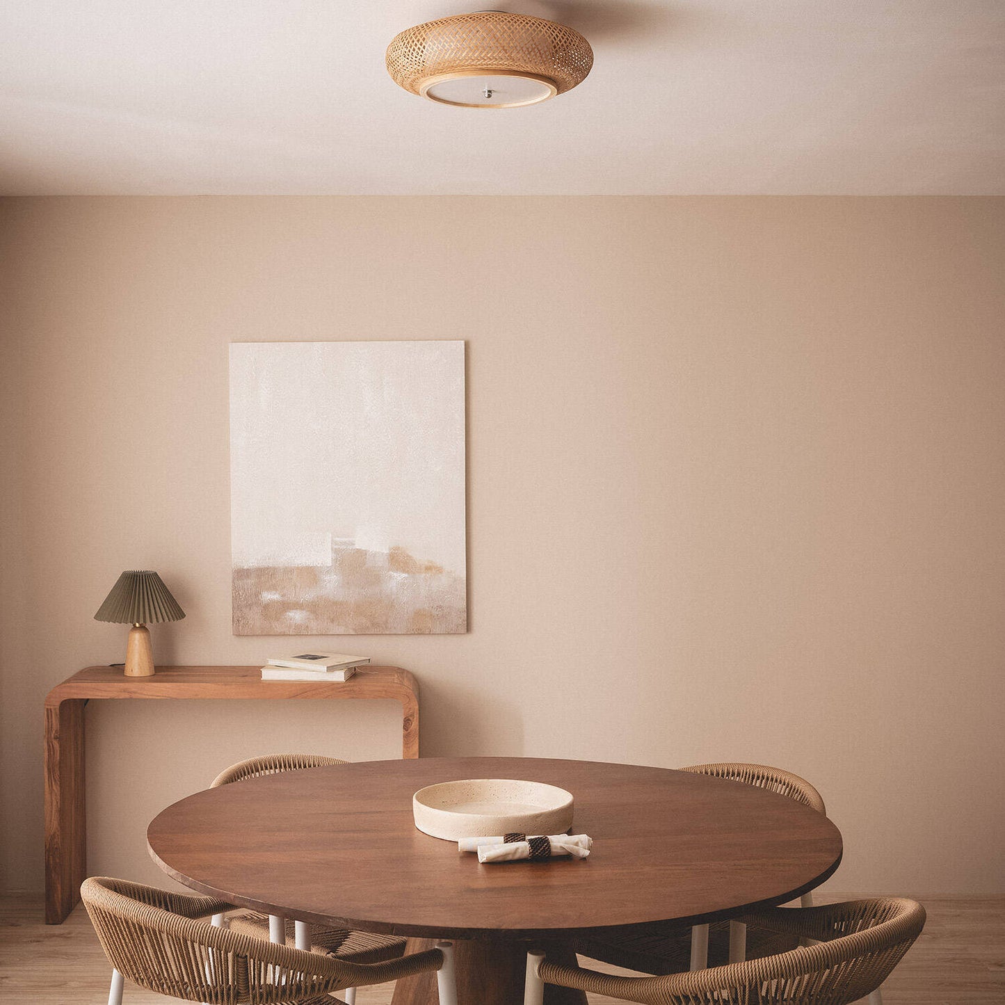 Plafonnier LED en Bambou, IP20, Installation en Saillie, Intérieur
