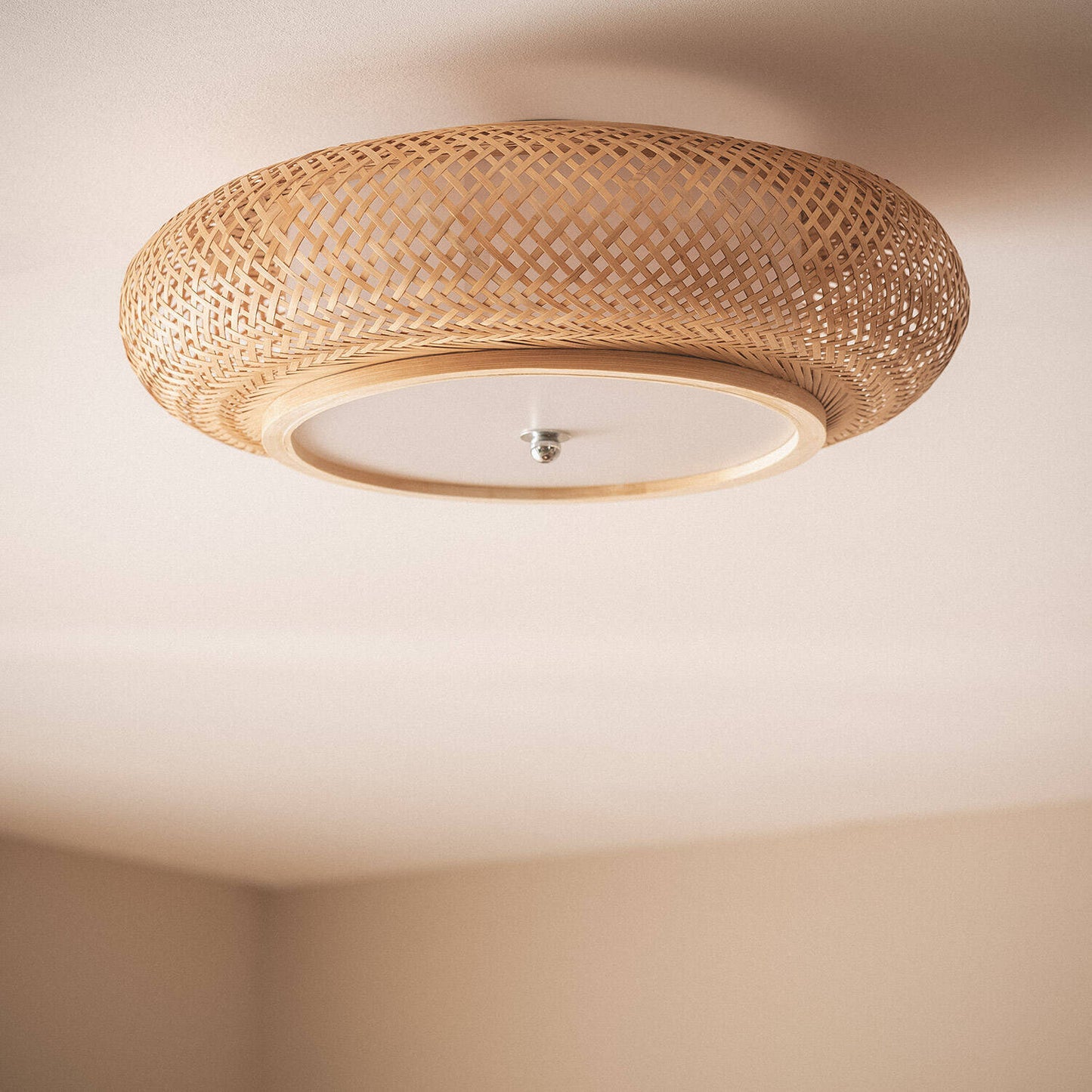 Plafonnier LED en Bambou, IP20, Installation en Saillie, Intérieur