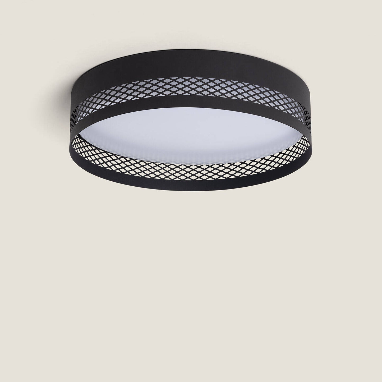 Plafonnier LED 30W IP20 Noir Mat, Installation en Saillie