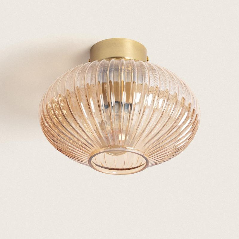 Plafonnier LED E27 Métal et Verre, IP20, Installation en Saillie