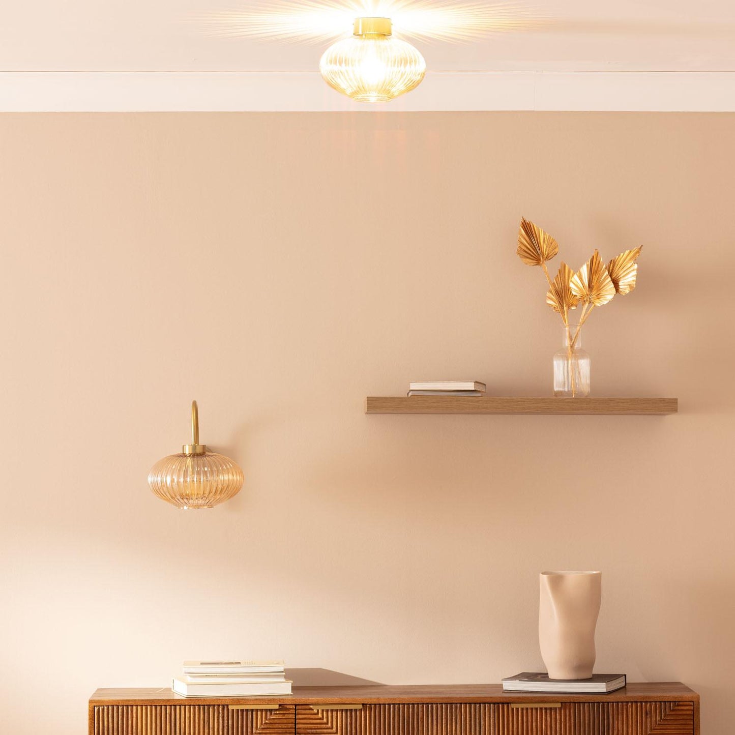 Plafonnier LED E27 Métal et Verre, IP20, Installation en Saillie