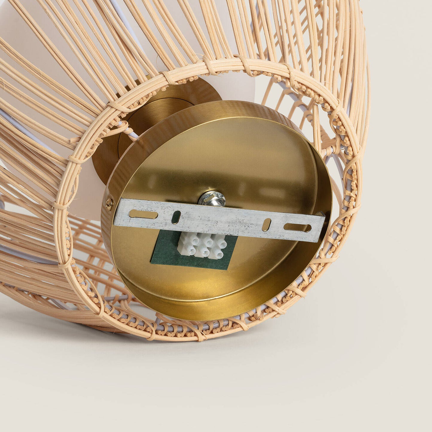 Plafonnier Rotin et Verre E27 25W IP20