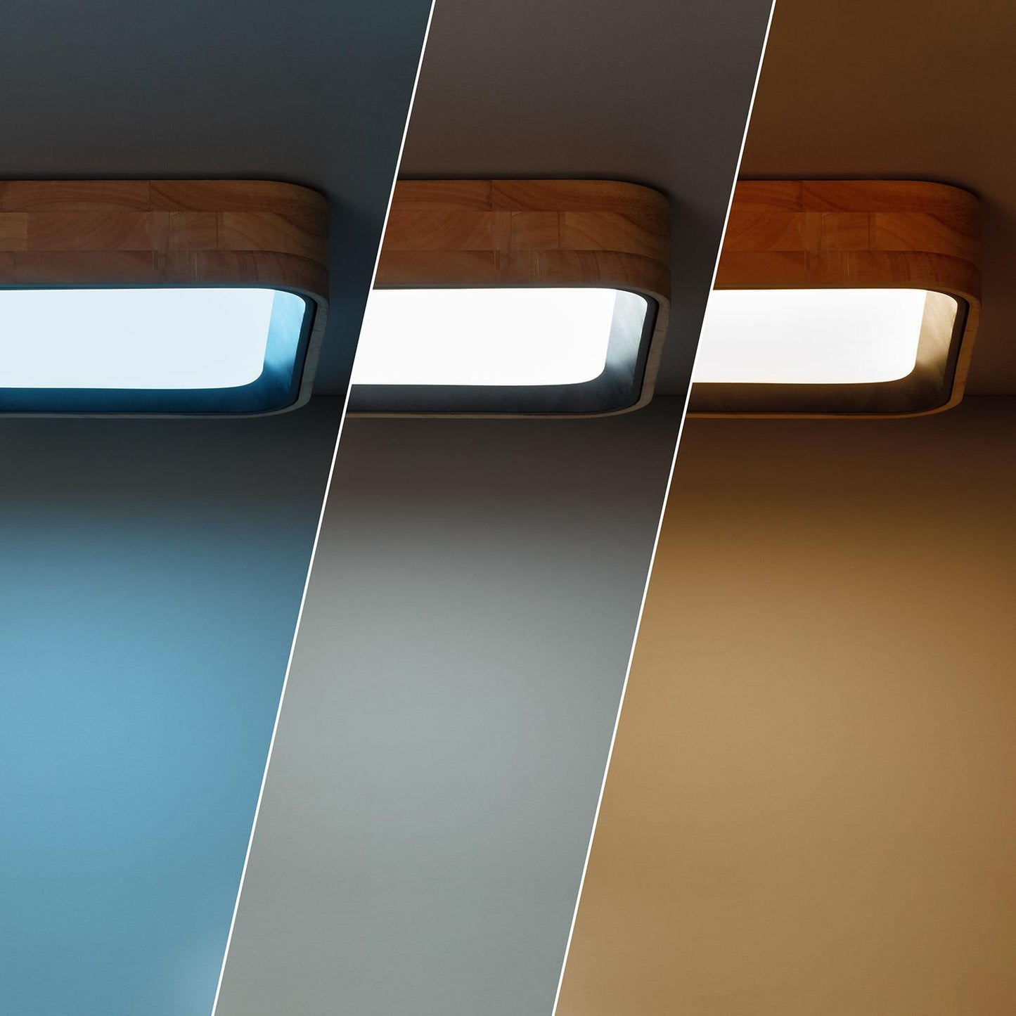 Plafonnier LED Carré 15W 370mm Bois Noir IP20