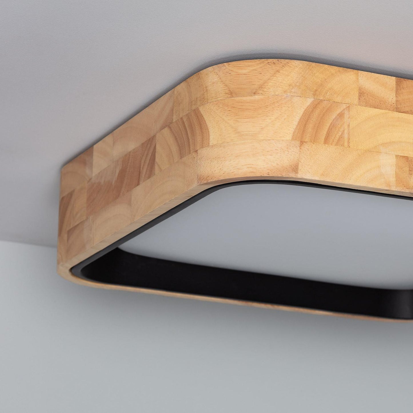 Plafonnier LED Carré 15W 370mm Bois Noir IP20