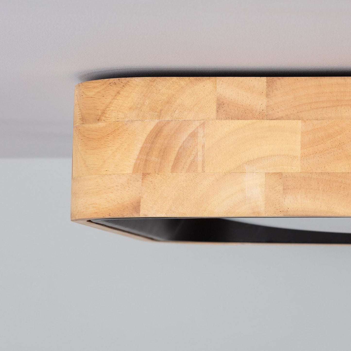 Plafonnier LED Carré 15W 370mm Bois Noir IP20