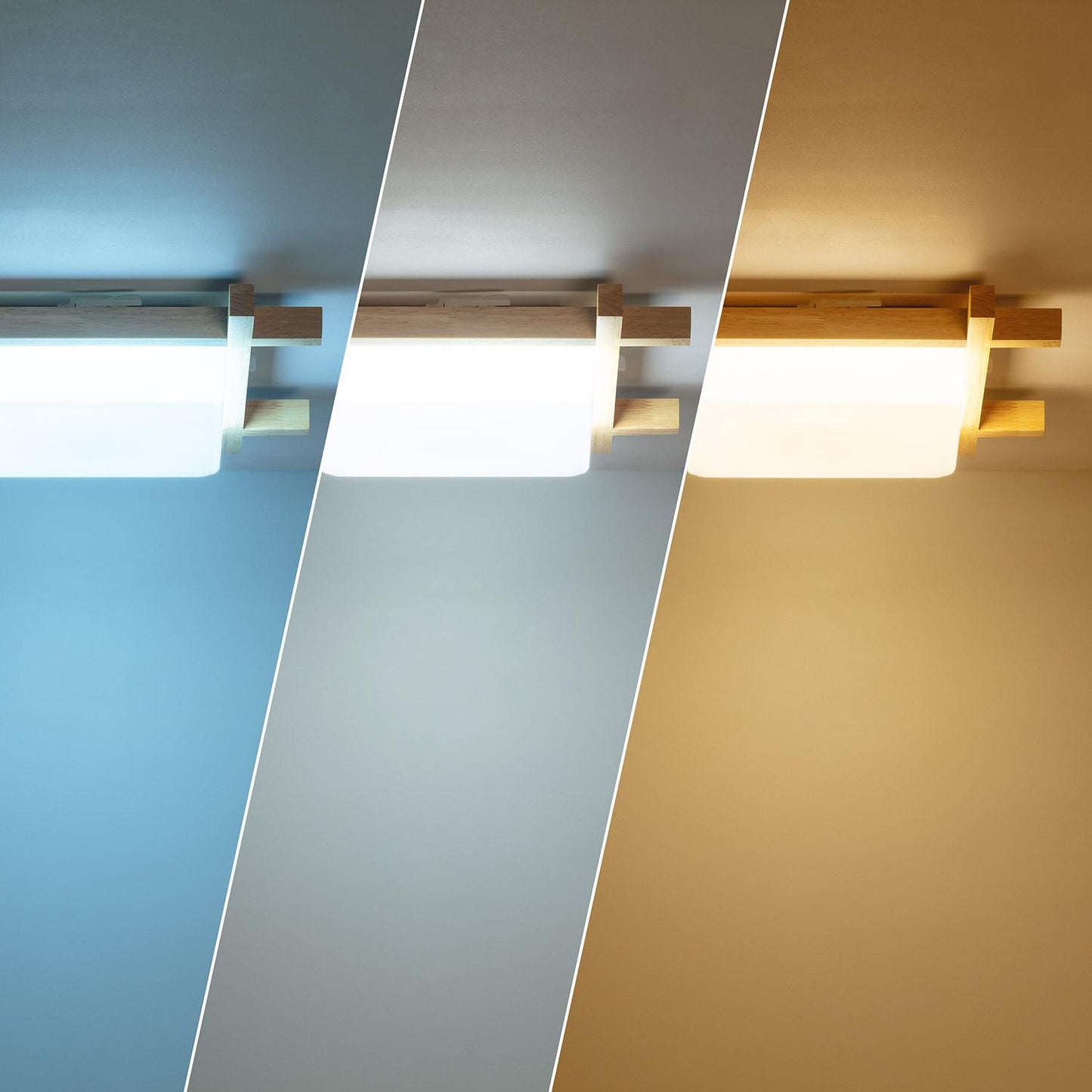 Plafonnier LED Carré 15W Bois 400x400 mm IP20 Non Dimmable
