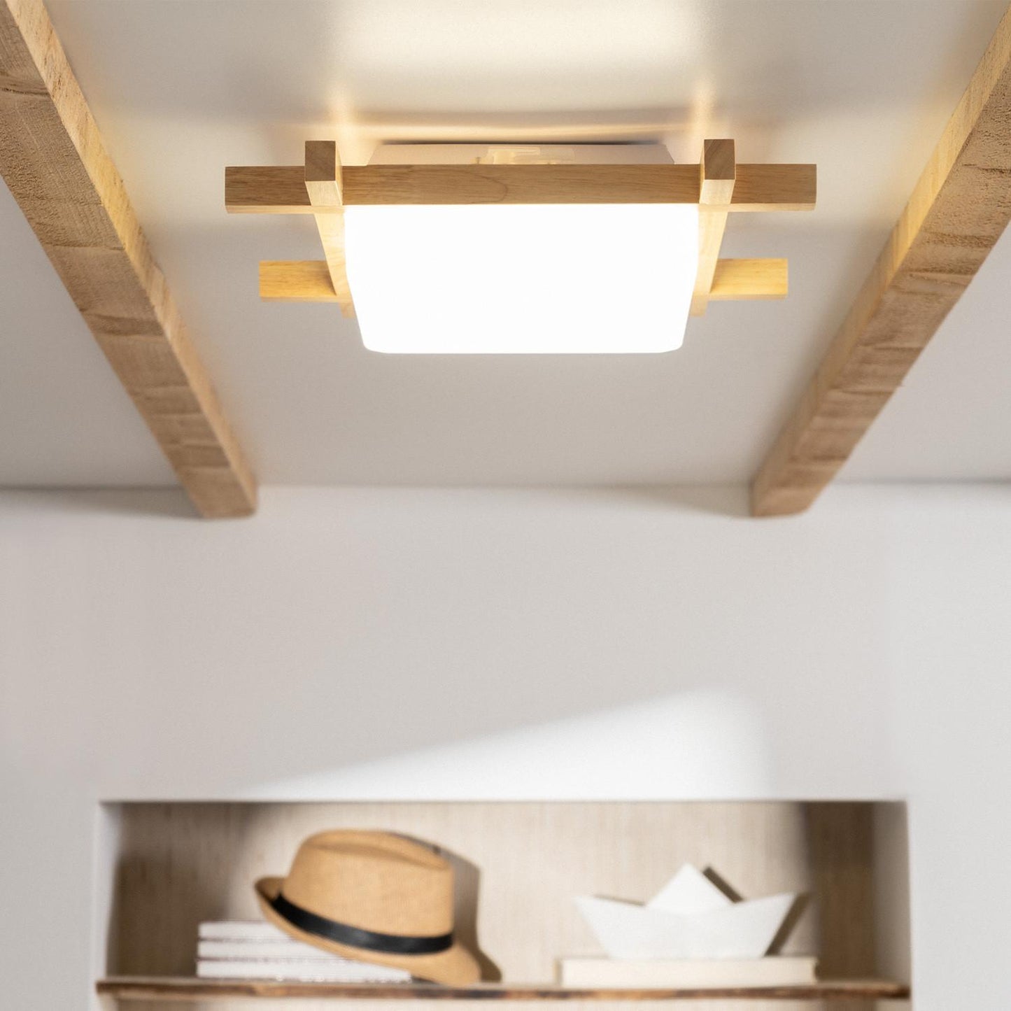 Plafonnier LED Carré 15W Bois 400x400 mm IP20 Non Dimmable