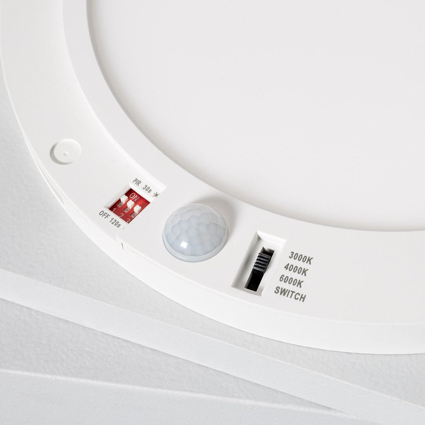 Dalle LED Ronde 18W Surface Slim avec Détecteur PIR, IP20, Ø75-205 mm
