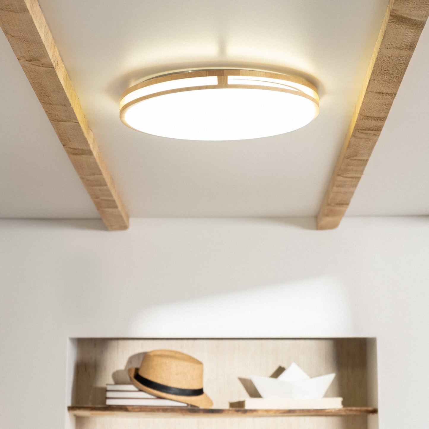 Plafonnier LED Rond 20W IP20 Non-Dimmable Bois Ø405 mm