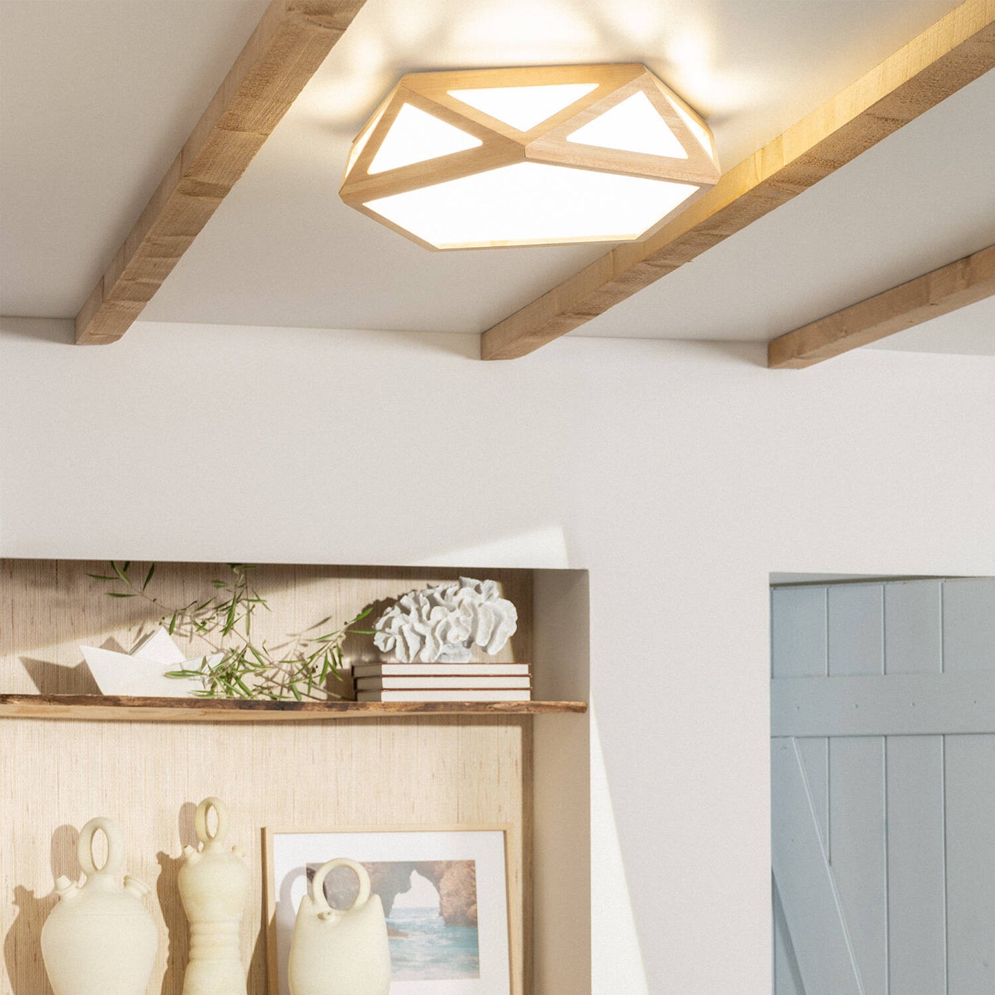 Plafonnier LED en Bois 20W, IP20, 1500lm, Installation en Saillie