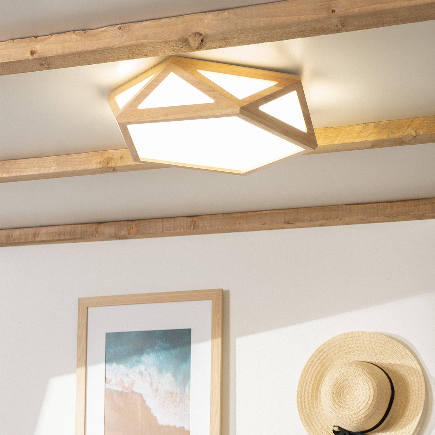 Plafonnier LED en Bois 20W, IP20, 1500lm, Installation en Saillie