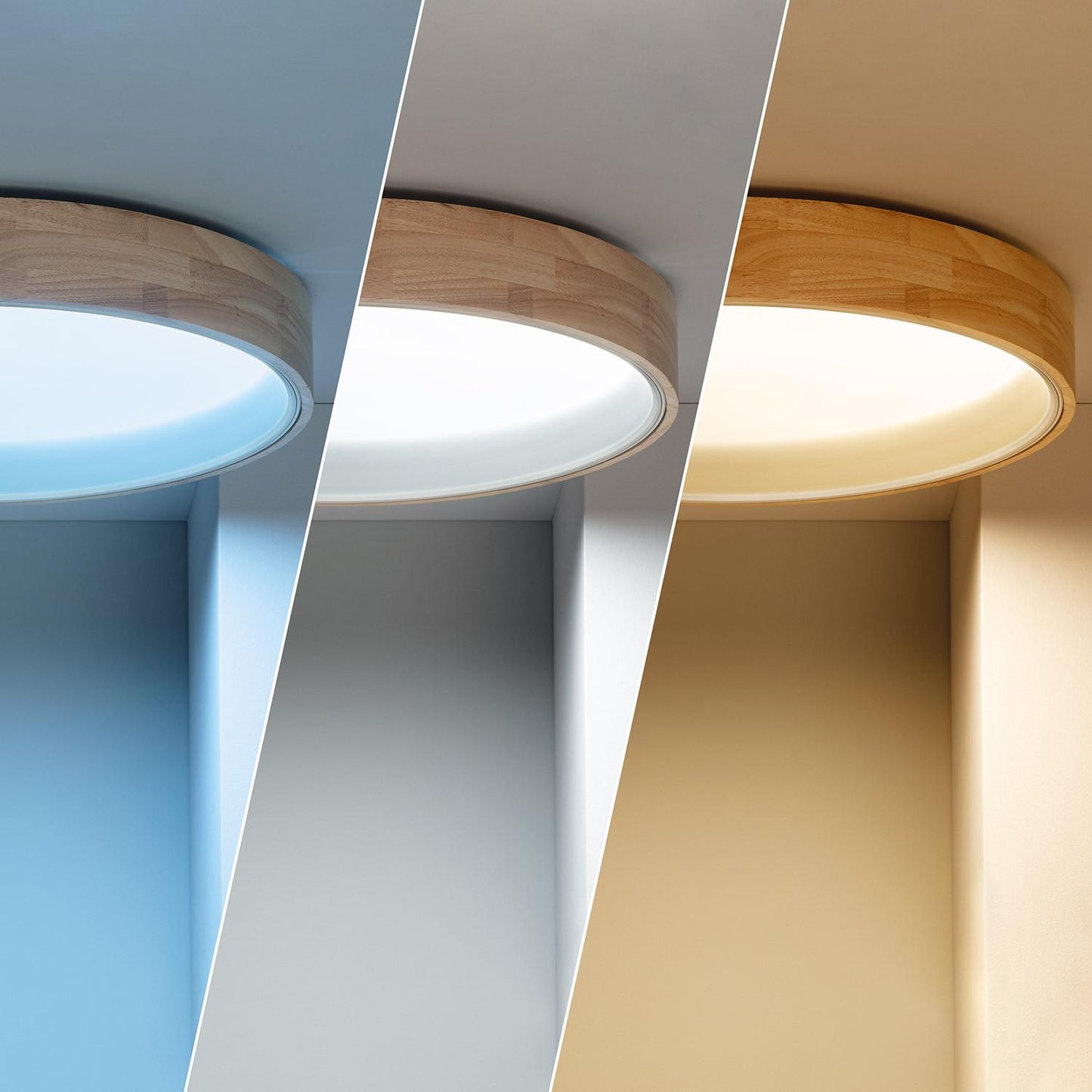Plafonnier LED Rond en Bois 30W IP20 Ø570 mm